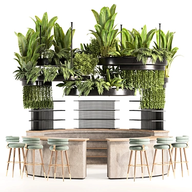 Modern Reception Desk With Plants 3D model image 1 