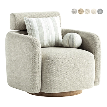 Sophisticated Swivel Upholstered Barrel Chair 3D model image 1 