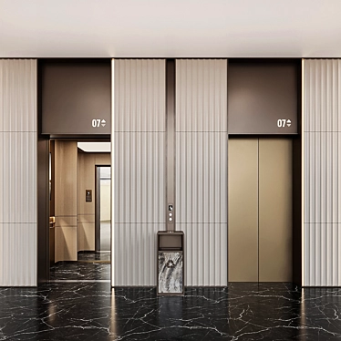 Modern Elevator Lobby Design Solution 3D model image 1 