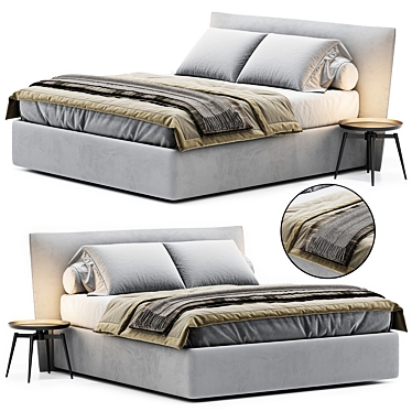 Sleek Toffee Bed by Caccaro 3D model image 1 