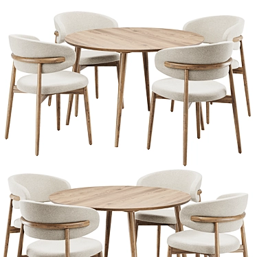 Modern Dining Table and Chairs 3D model image 1 