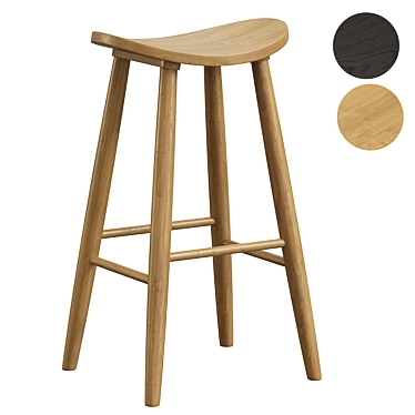 Rustic Wood Luna Bar Stool 3D model image 1 