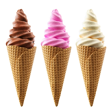 Title: Triple Color Ice Cream Cone 3D model image 1 