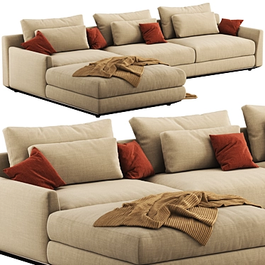 Stylish Ellington Sectional Sofa 3D model image 1 