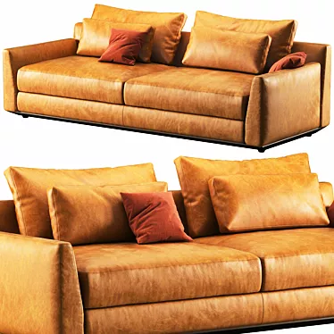 Contemporary Ellington 2-Seat Leather Sofa 3D model image 1 