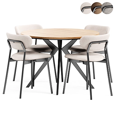 Minimalist Dining Set Beige Chair 3D model image 1 