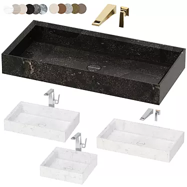 Luxury Marble Washbasin Set 3D model image 1 