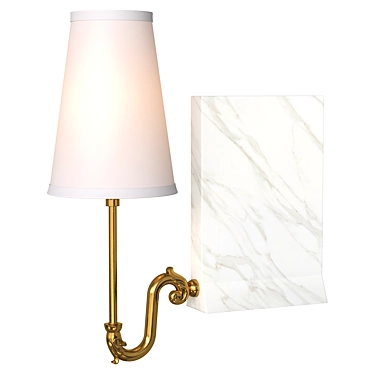 Contemporary Bookshelf Sconce: Marble & Brass 3D model image 1 