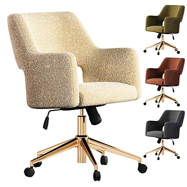 Boucle Desk Chair Upholstered Model 3D model image 1 