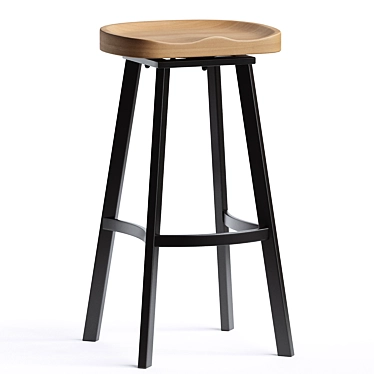 Rustic Swivel Wood Barstool 3D model image 1 