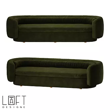 Modern Wood and Fabric Sofa 3D model image 1 