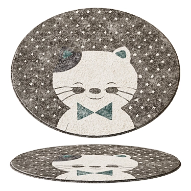 Round Cat Children's Rug 3D model image 1 