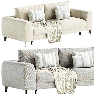 Elegant Blanc 3-Seater Sofa 3D model image 1 