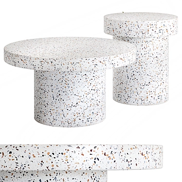 Terrazzo Mushroom Concrete Coffee Tables 3D model image 1 