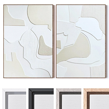 Large Wall Art Set Texture 3D model image 1 