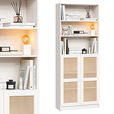 Scandinavian Bookcase with Natural Materials 3D model image 1 