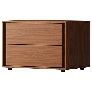 Elegant Walnut 2-Drawer Nightstand 3D model image 1 