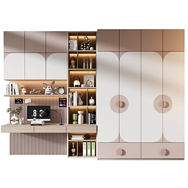 Customized Wardrobe with Decor Option 3D model image 1 