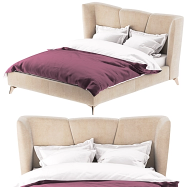 Beige Velvet Siena Bed 3D model image 1 