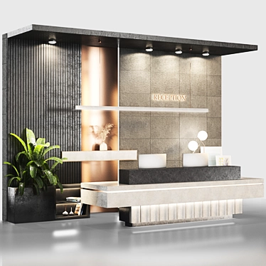 Modern Reception Desk Furniture 3D model image 1 