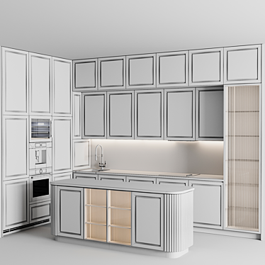 Customizable Modern Kitchen Unit 3D model image 1 