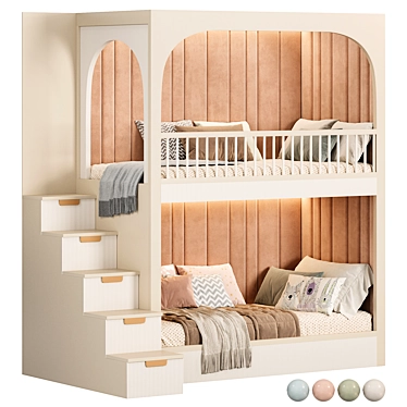 Modern Kids Bunk Bed Set 3D model image 1 