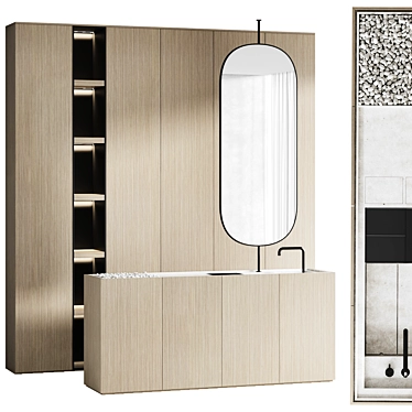 Sleek Bathroom Vanity & Storage 3D model image 1 