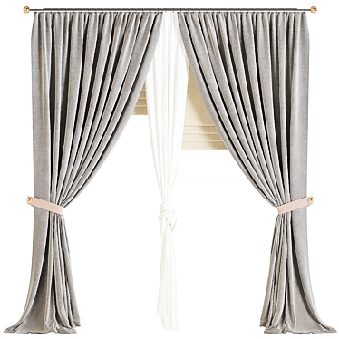 Elegant Grey Sheer Window Panel 3D model image 1 