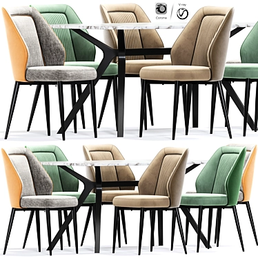 Modern Dining Set Furniture Bundle 3D model image 1 