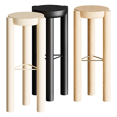 Sleek and Modern Pillar Stool 3D model image 1 