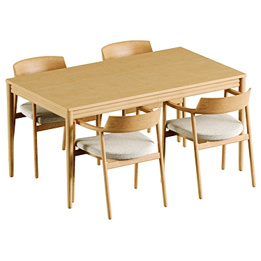 Lenon Extendable Table & Alocs Chair 3D model image 1 