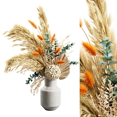 Elegant Pampas Vase Bouquet Display 3D model image 1 