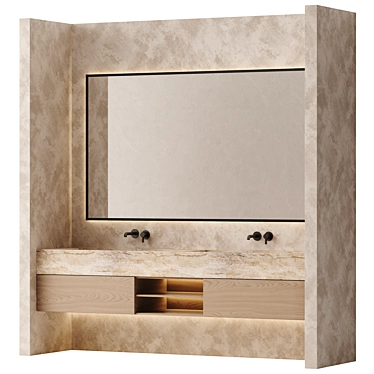 Modern Bathroom Vanity Set with Composite Stone Sink 3D model image 1 