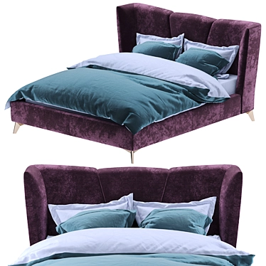 Velvet Upholstered Siena Bed 3D model image 1 