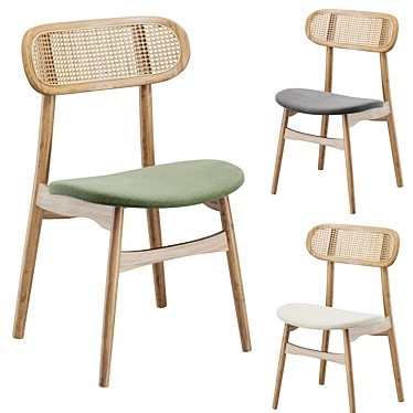  Stylish Rattan Dining Chair 3D model image 1 