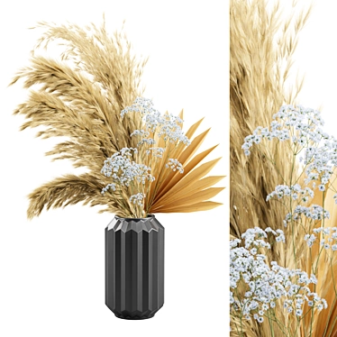 Elegant Pampas Arrangement Vase 3D model image 1 