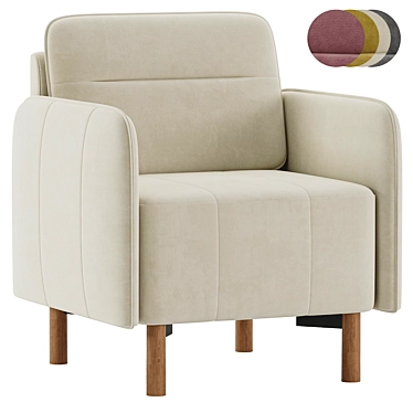 Modern Style Velvet Grey Armchair 3D model image 1 