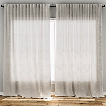 Textured 3D Linen Curtain Model 3D model image 1 