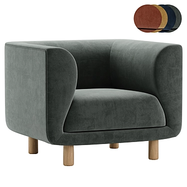Veneto Velvet Accent Chair 3D model image 1 