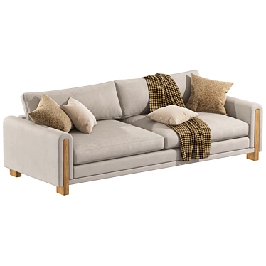  Keaton Wood Base 3-Seater Sofa 3D model image 1 