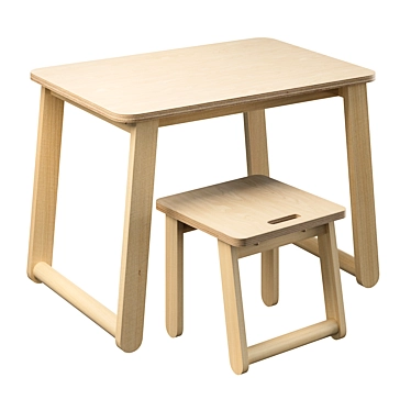 Obri Wood Desk & Chair 3D model image 1 