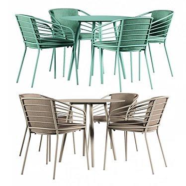 Cancún Outdoor Dining Set 3D model image 1 