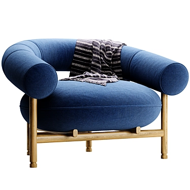 Modern Loop Armchair with Upholstered Fabric 3D model image 1 