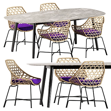 Sleek Dining Set and Table 3D model image 1 