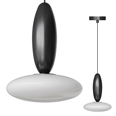 Sleek Black Pendant Light 3D model image 1 