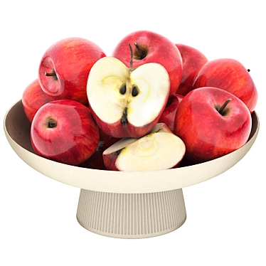 Modern White Bowl Apples Rendered 3D model image 1 