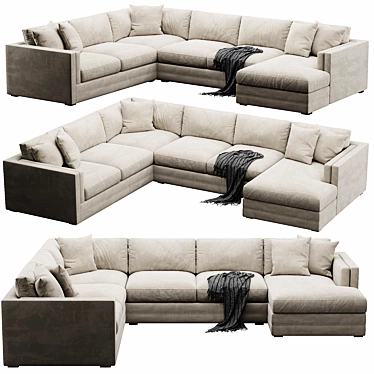 Modern 3-Piece Corner Sectional Sofa 3D model image 1 