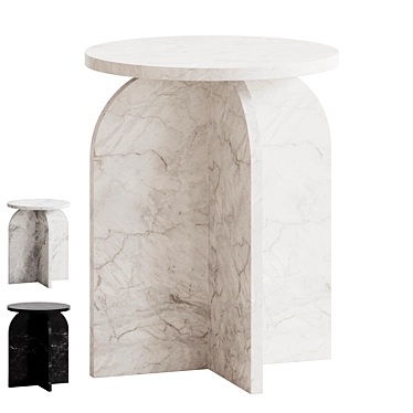 White Marble Round Side Table 3D model image 1 