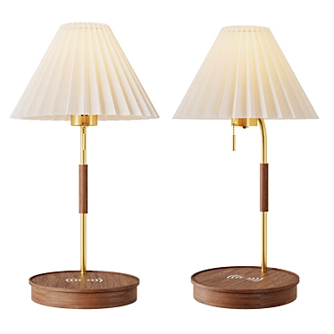 Vintage Wooden Table Lamp 3D model image 1 