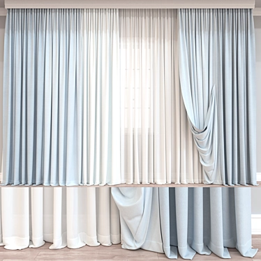 Render-Ready 3D Curtain Model 3D model image 1 